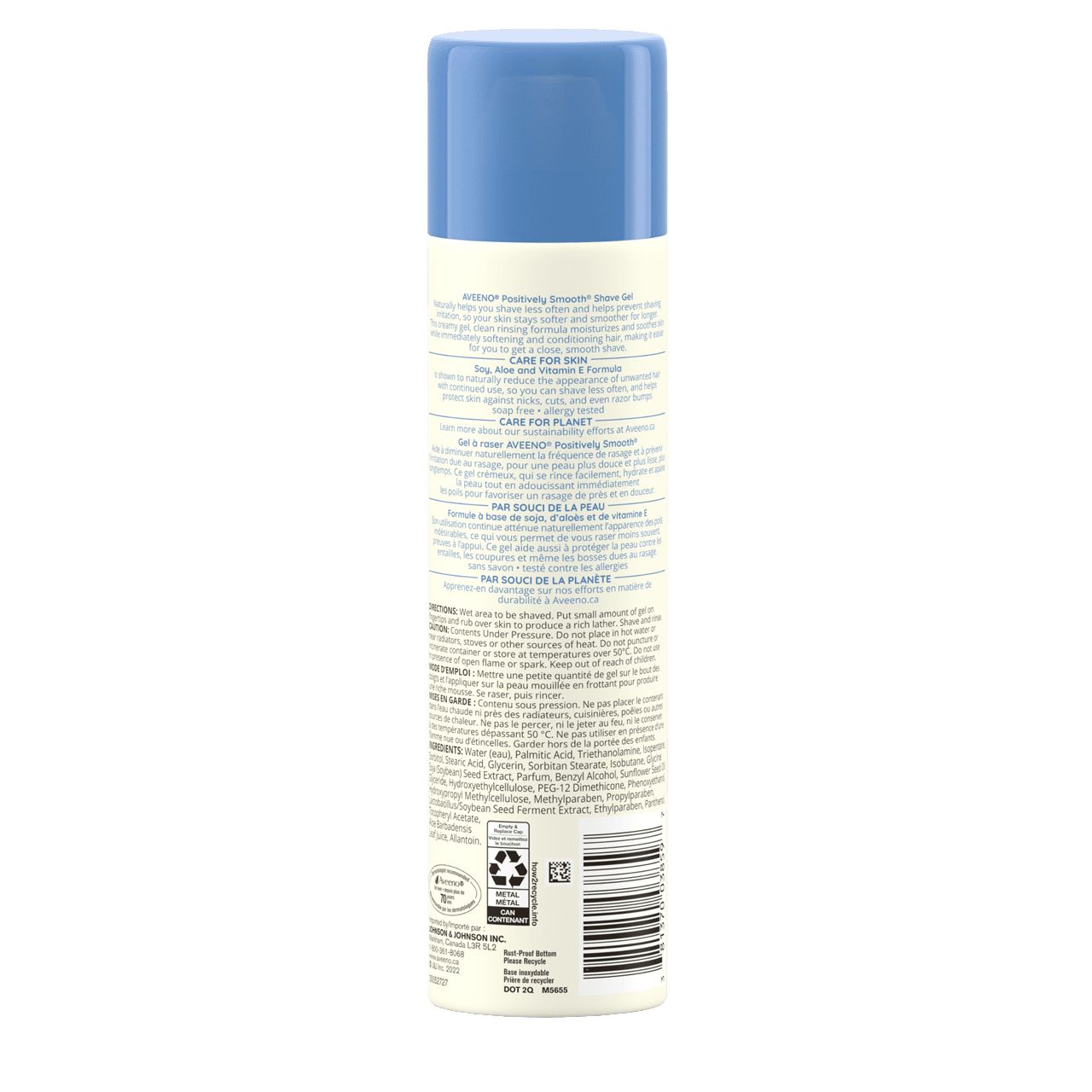 Panneau arrière du flacon du gel à raser apaisant AVEENO®