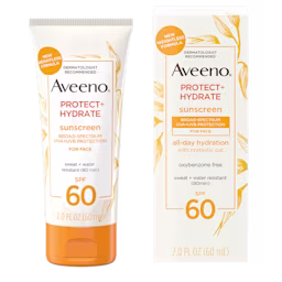 Pack shot of Aveeno® Protect + Hydrate Sunscreen Face Lotion Broad Spectrum SPF 60, 2 fl oz
