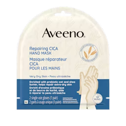 Panneau avant de l'emballage du masque réparateur CICA pour les mains AVEENO®