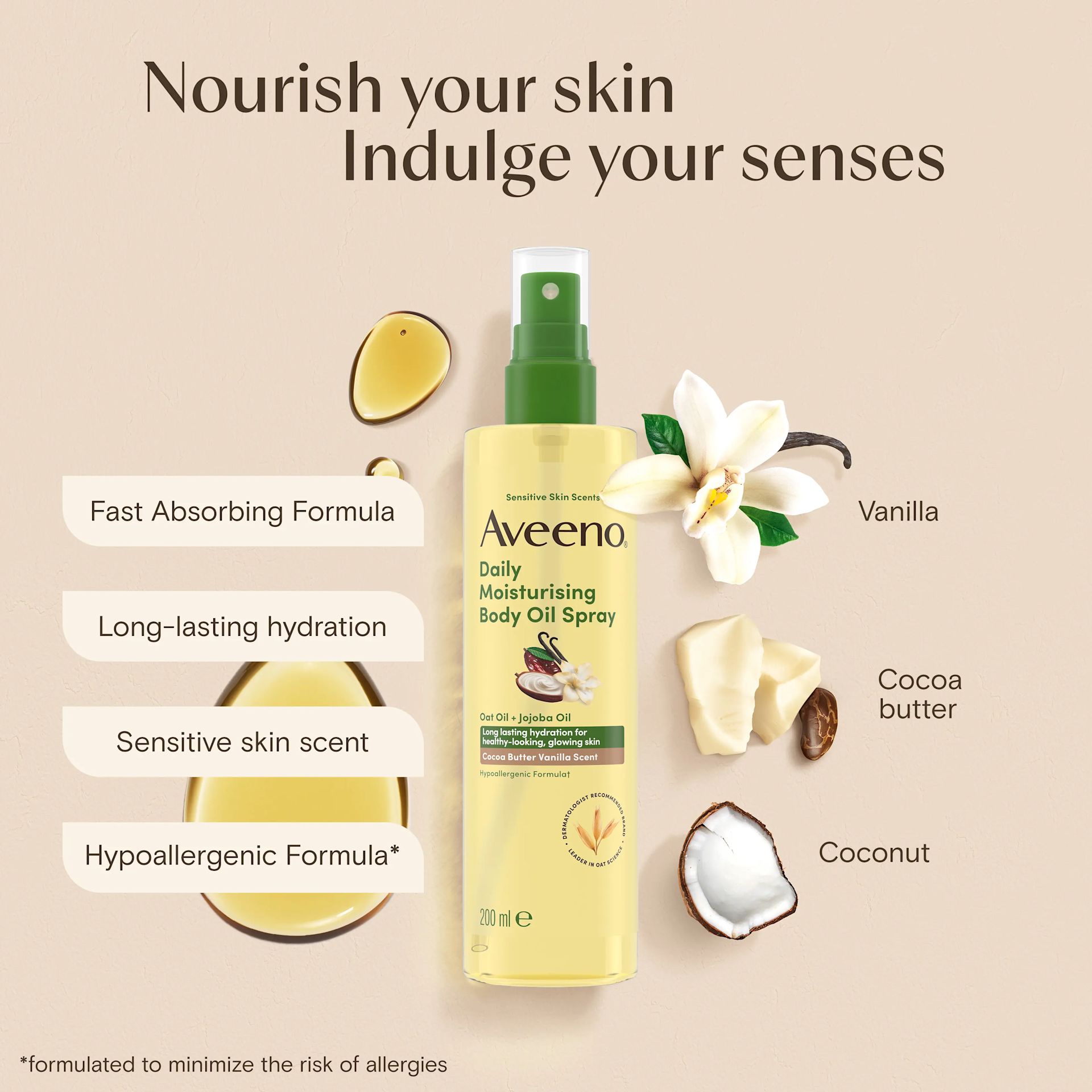 AVE EMEA UK 3574661883755 Aveeno Daily Moisturising Oil Spray Cocoa Vanilla 200ML SI02 THUMB JPG