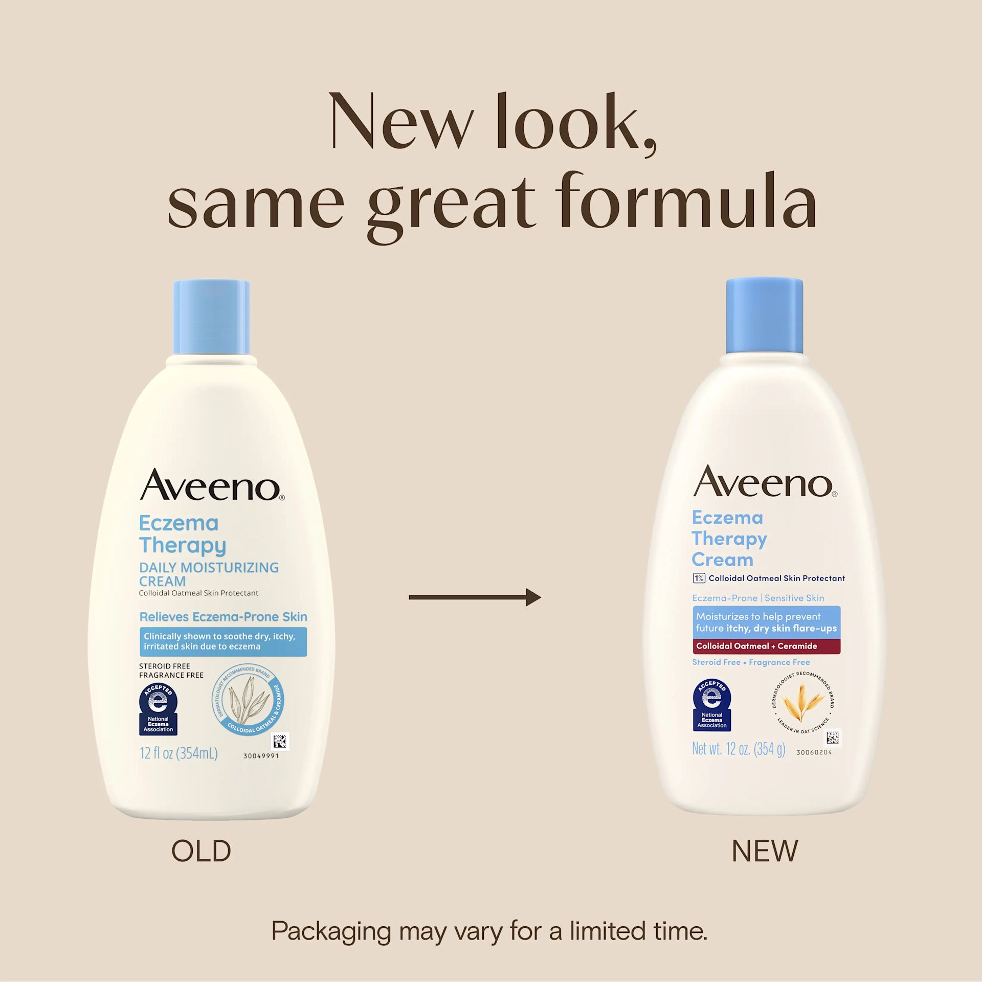 Aveeno® Eczema Therapy Daily Moisturizing Cream New Look same great formula! Packaging may vary