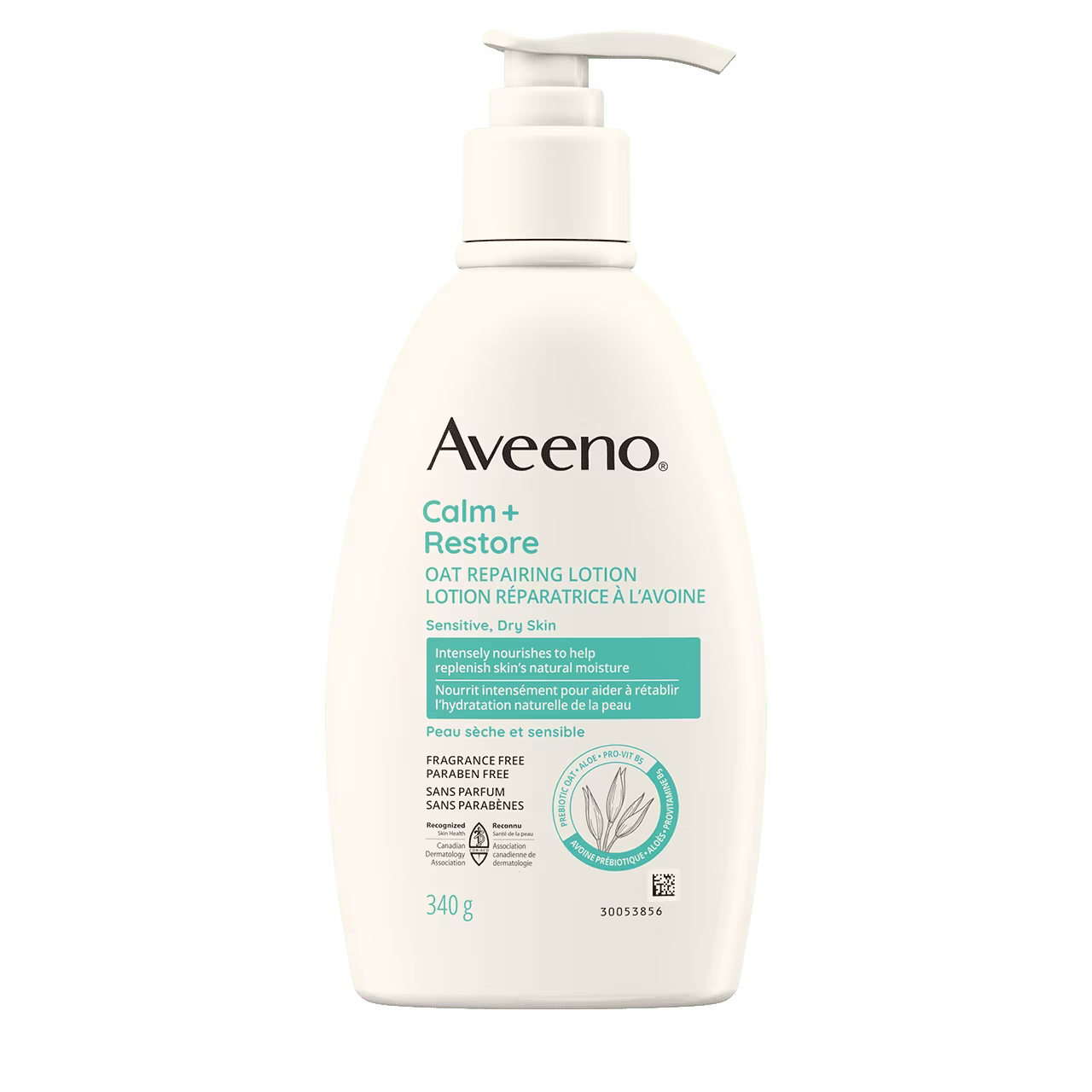 Flacon-pompe de 340 g de lotion réparatrice à l’avoine AVEENO® Calm + Restore