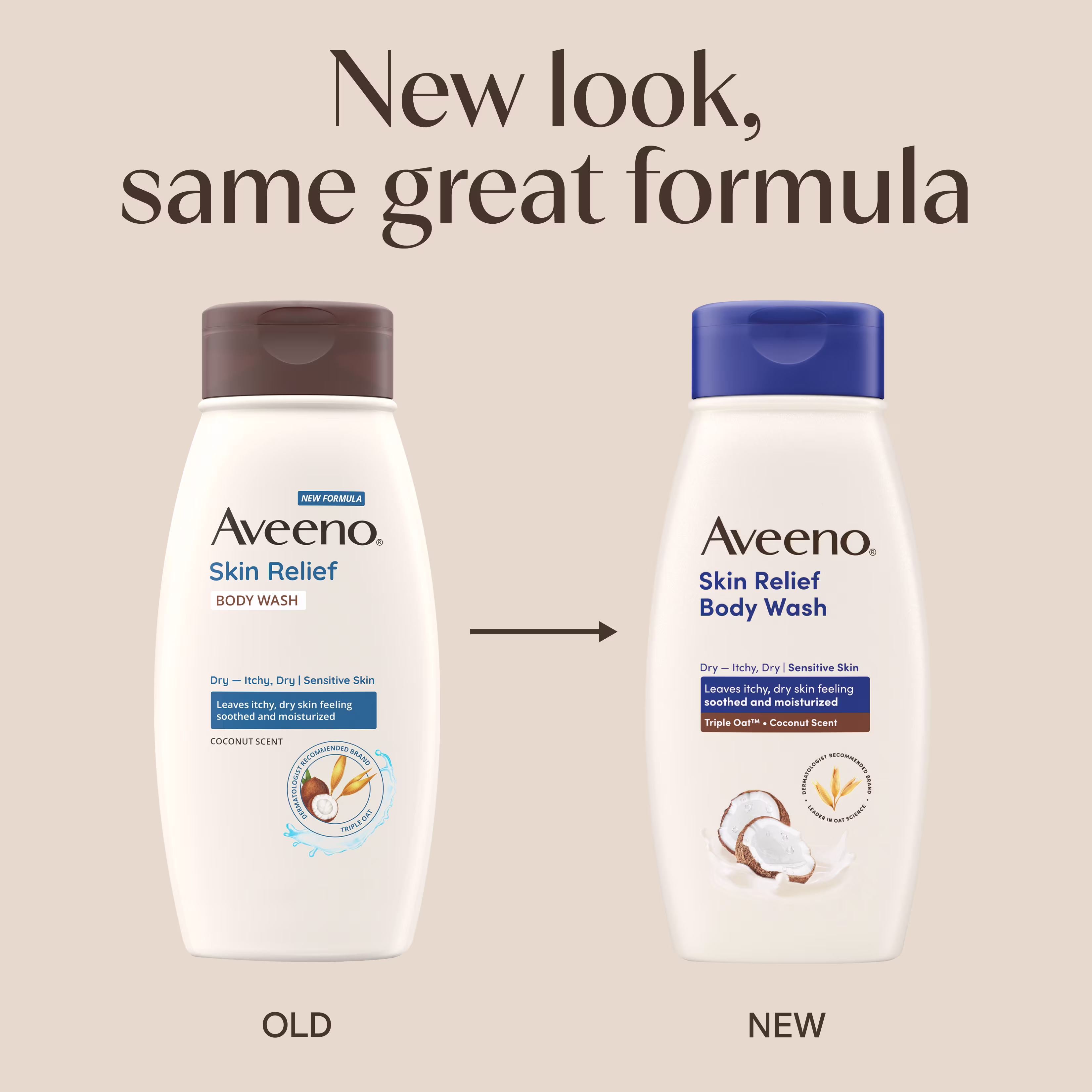 New Look same old formula Aveeno® Skin Relief Body Wash with Coconut Scent