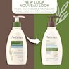 Old and new packaging of AVEENO® Daily Moisturizing Lotion Sheer Hydration, 532 mL bottles, with text 'new look'