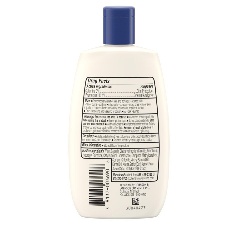 Back of pack shot of Aveeno® Anti-Itch Concentrated Lotion, 4 fl. oz