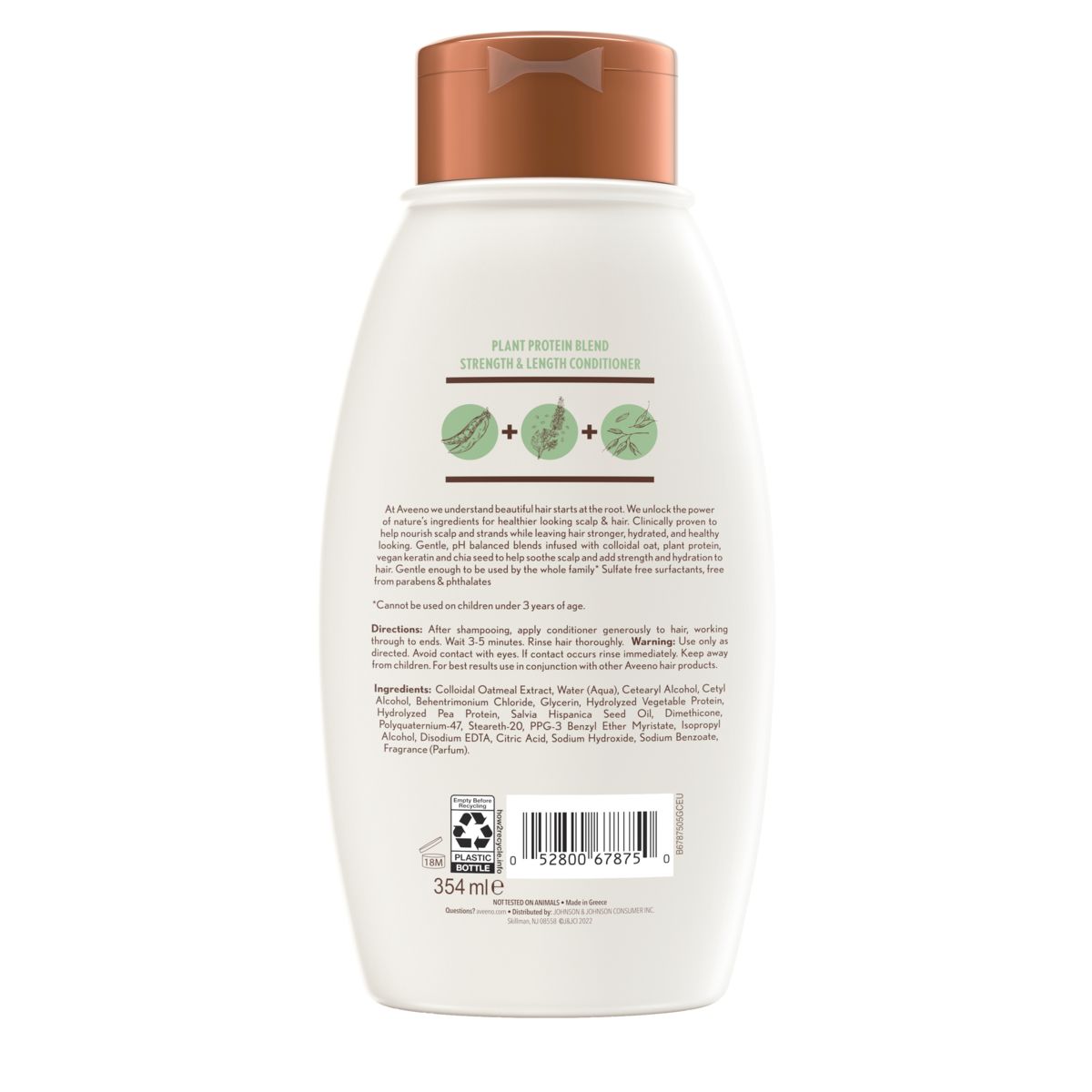 Aveeno® Plant Protein Blend Strength & Length Conditioner Bottle Back Shot