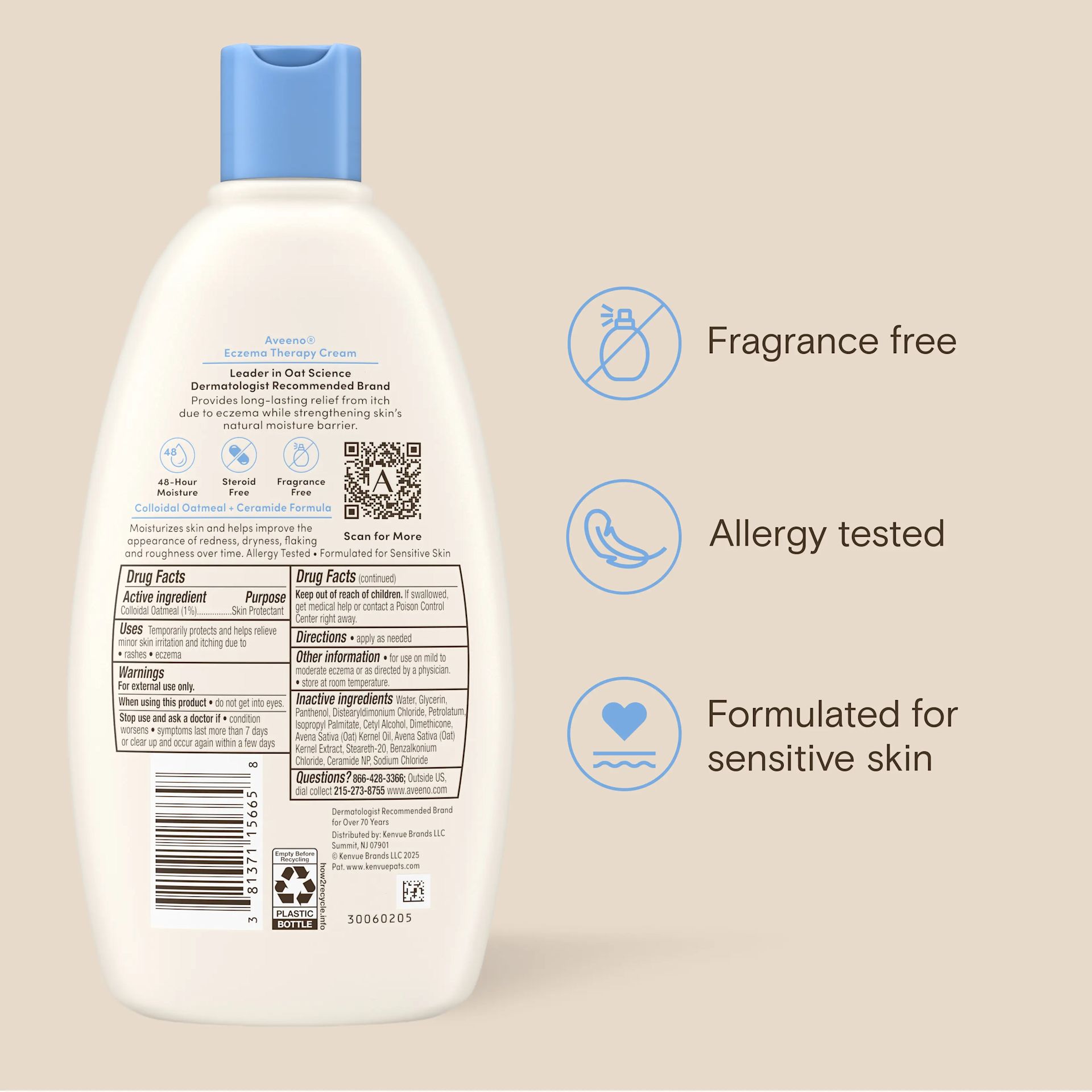 Aveeno® Eczema Therapy Cream fragrance-free, allergy tested & formulated for sensitive skin