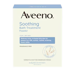 English side of packaging for AVEENO® Soothing Bath Treatment