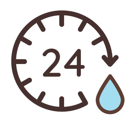 Up to 24 hours moisturization icon.