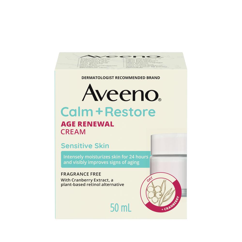 Photo du devant de l’emballage de la crème pour le visage AVEENO® régénérante antiâge Calm + Restore