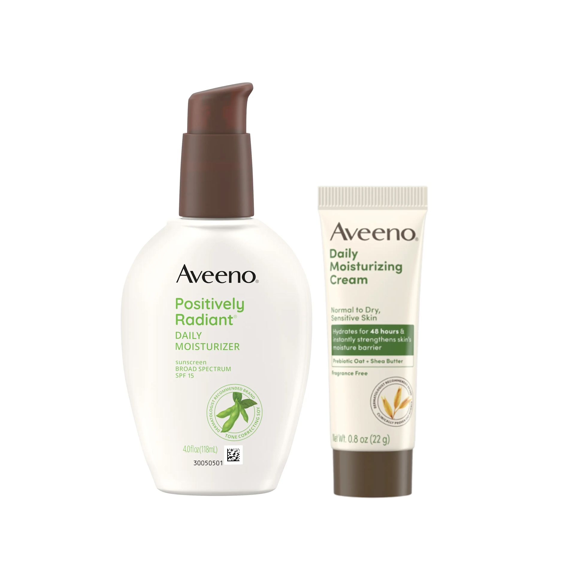 Front Pack shot of Aveeno® Skincare Bundle, SPF 15 Face Moisturizer & Body Cream