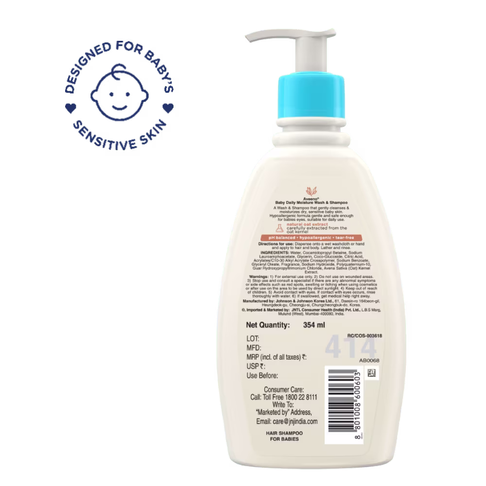 Aveeno Baby Daily Moisture Wash & Shampoo - Image 4 - Aveeno - en-IN