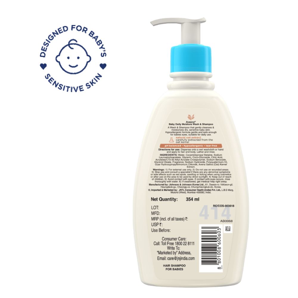 Aveeno Baby Daily Moisture Wash & Shampoo - Image 4 - Aveeno - en-IN