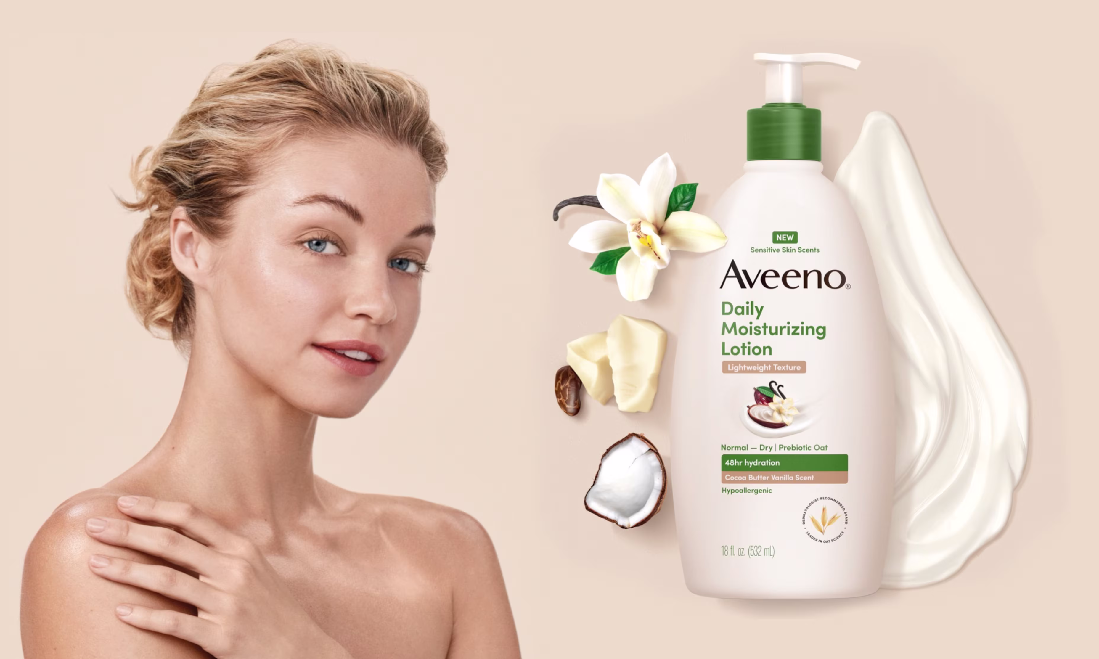 Bottle Image Featuring NEW Aveeno® Sensitive Skin Scents Daily Moisturizing Body Lotion