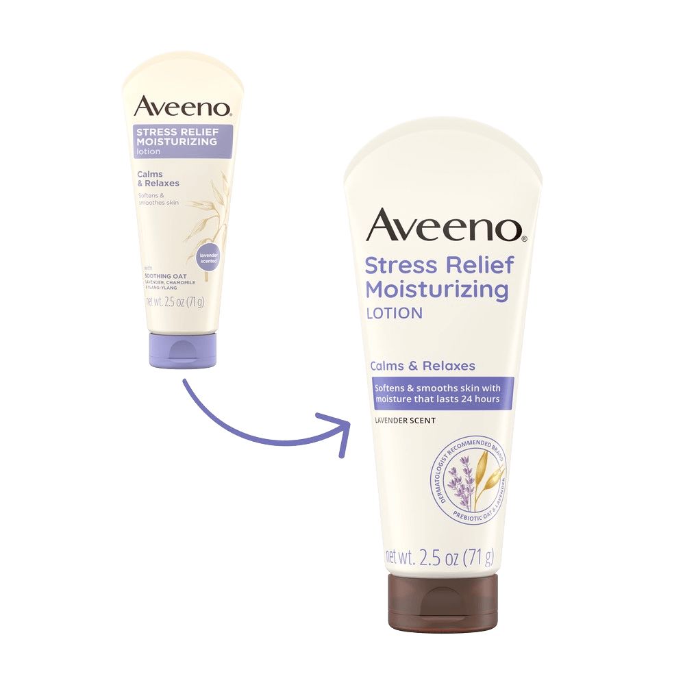 Aveeno Stress Relief Body Lotion, Lavender Scent Transition