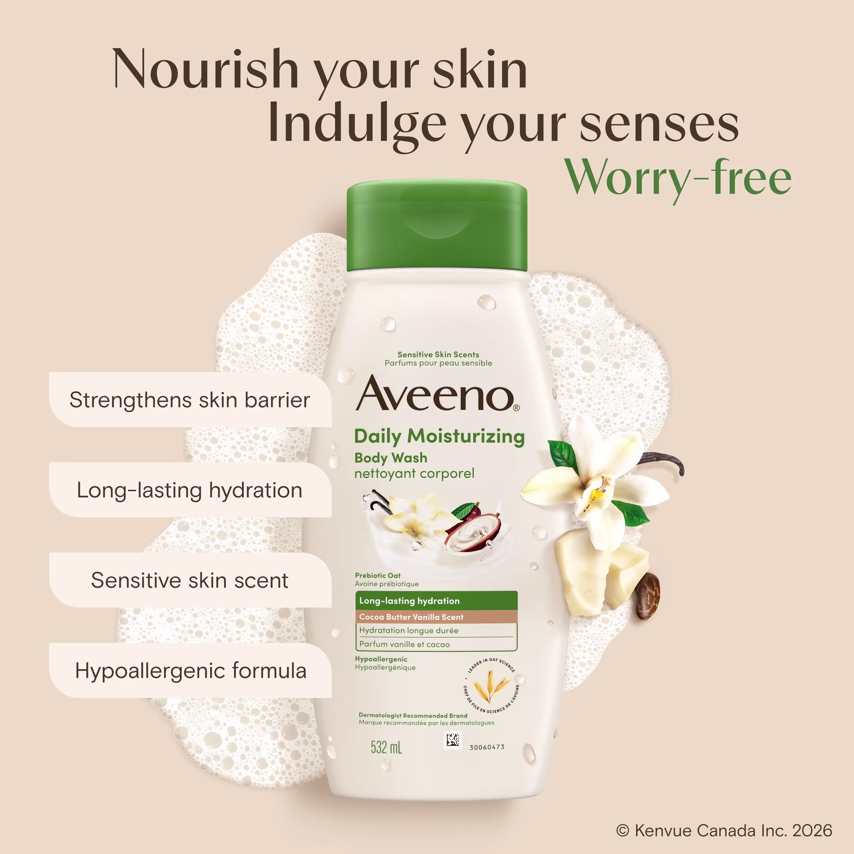 AVEENO Daily Moisturizing™ Body Wash Cocoa Butter Vanilla Scent