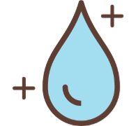 Graphic icon representing a water drop indicating hydration and moisture purposes