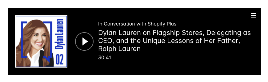 Shopify podcast embed