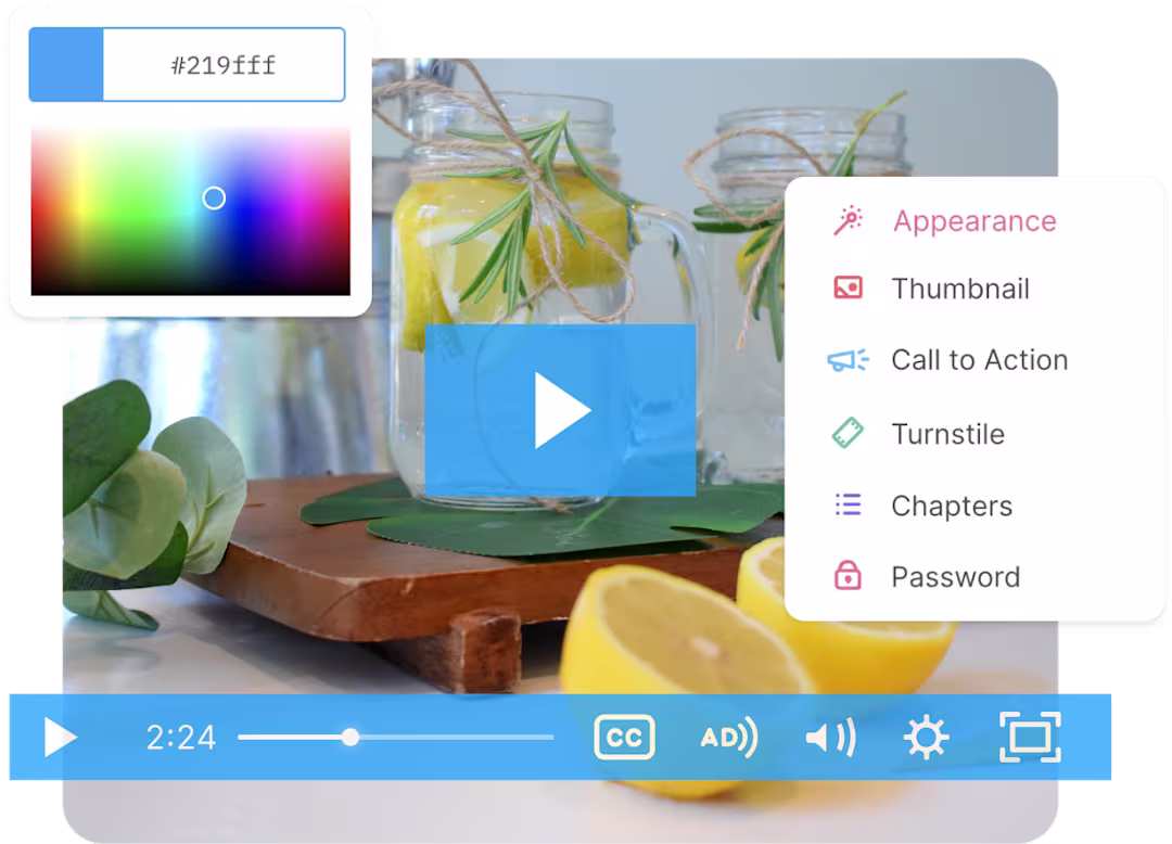 Video in website illustration with embed modal