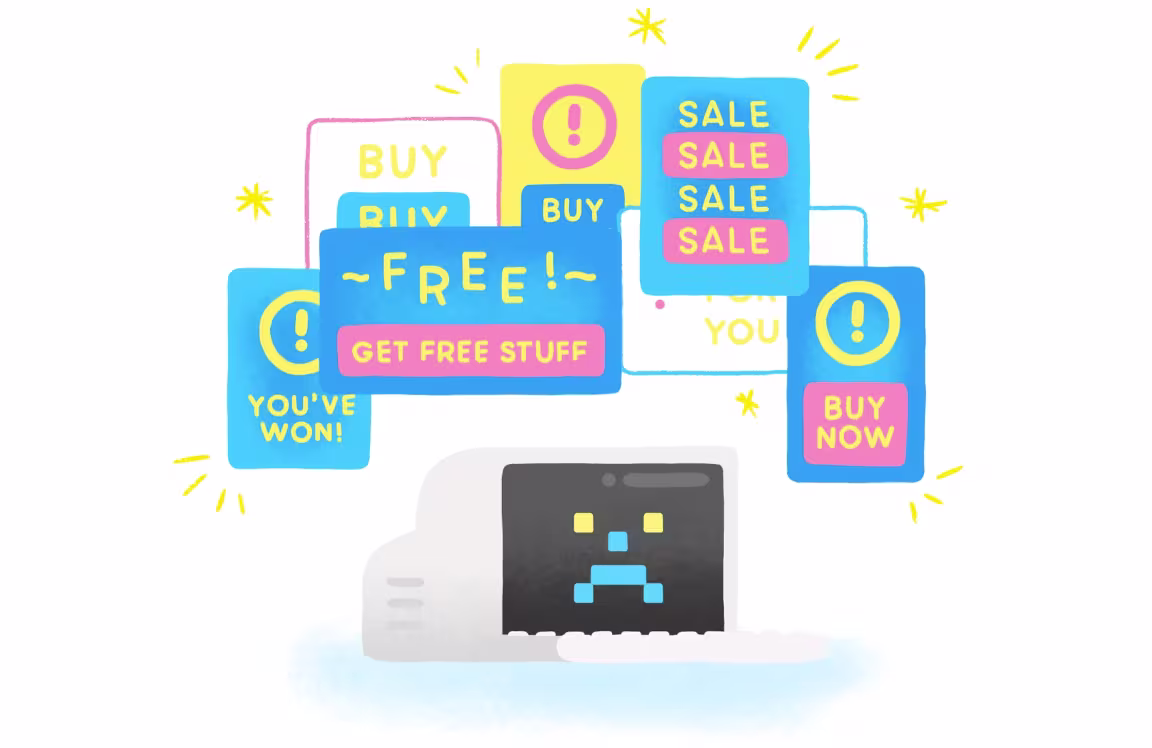 illustration of computer and banners