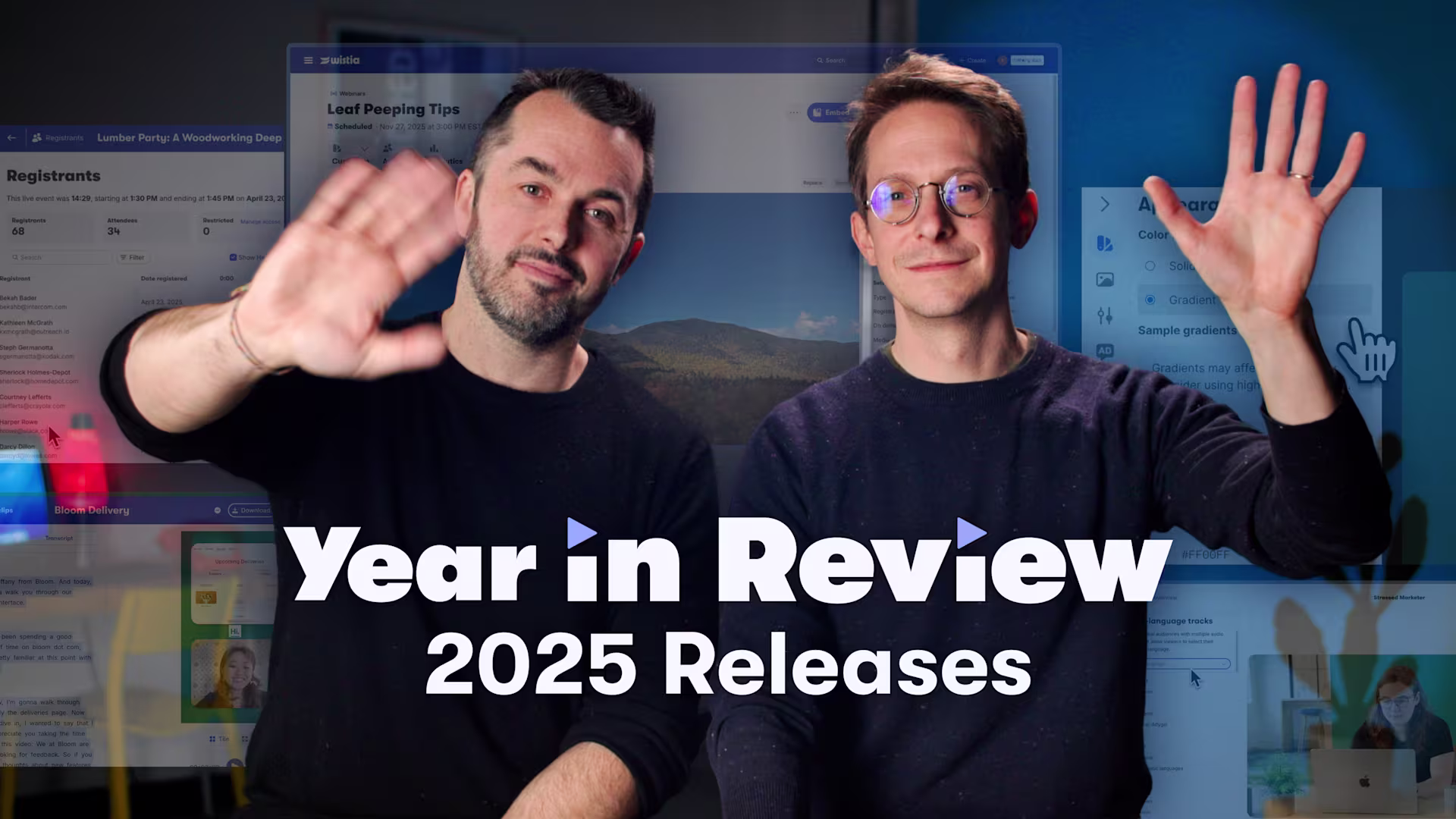Year in Review 2025 Releases and Chris Savage (left) and Brendan Schwartz (right) waving