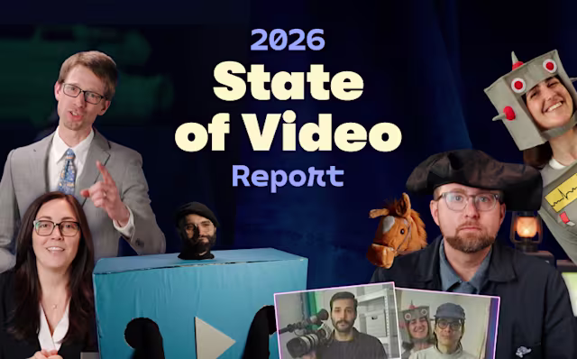 The 2026 State of Video Live Show hosts in costume around a cardboard TV set.