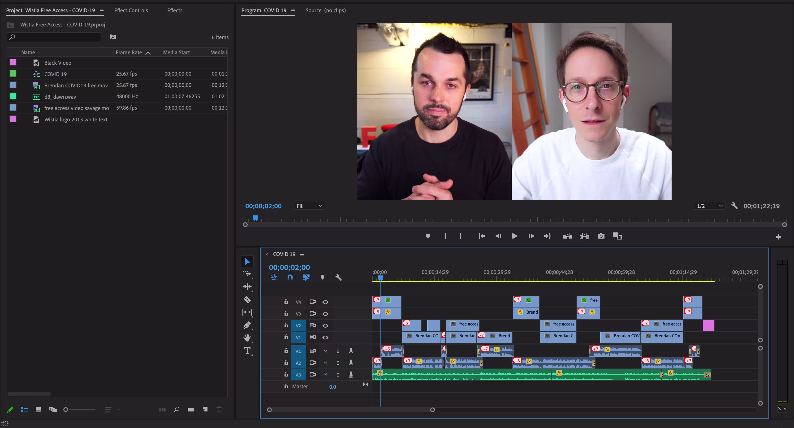 COVID19 Adobe Premiere Timeline