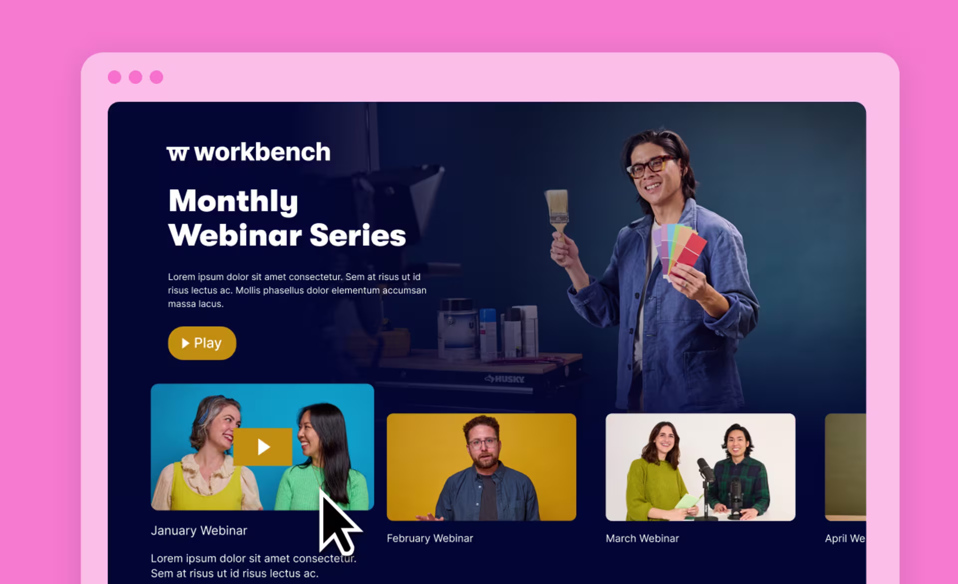 A monthly webinar series hosted on a branded Wistia Channel