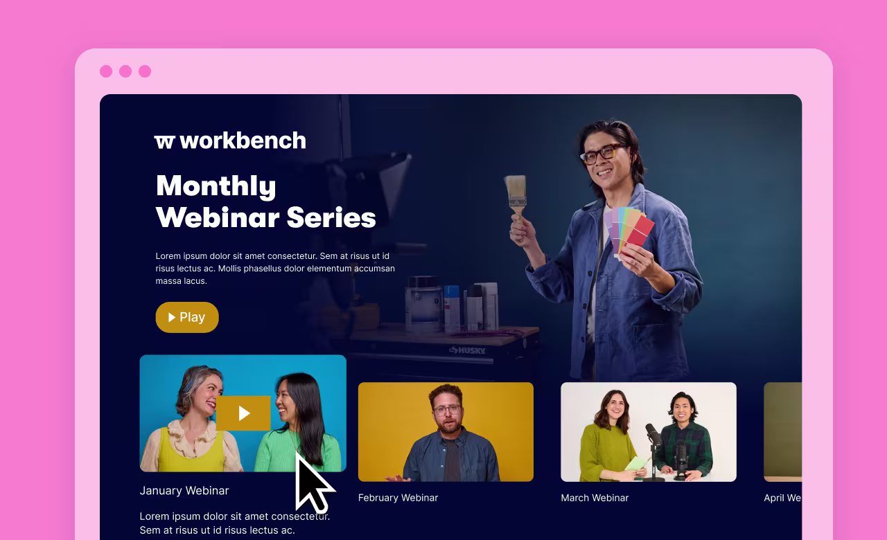A monthly webinar series hosted on a branded Wistia Channel