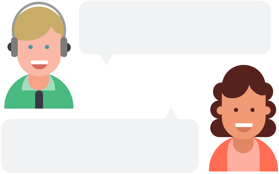 Illustration of two people with speech bubbles