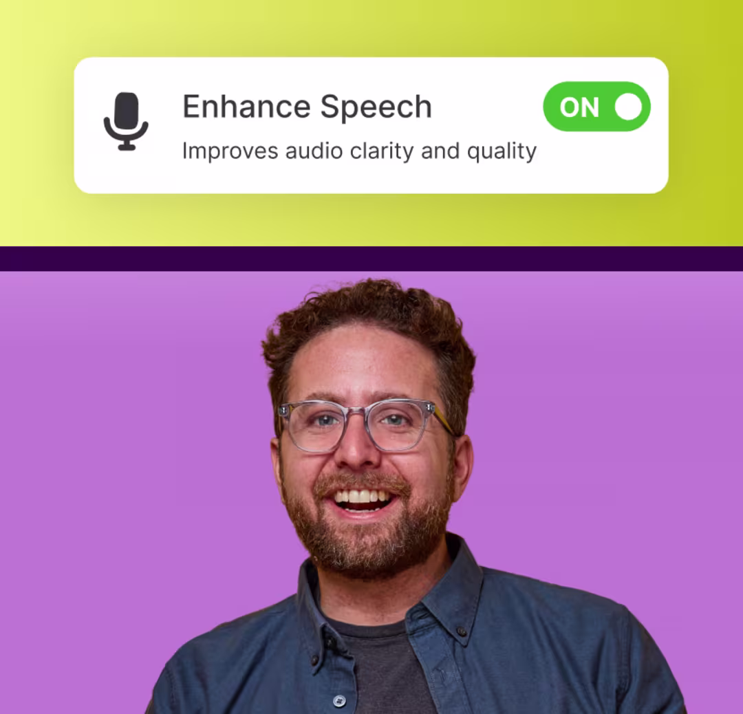 Man with glasses and enhance speech toggle interface