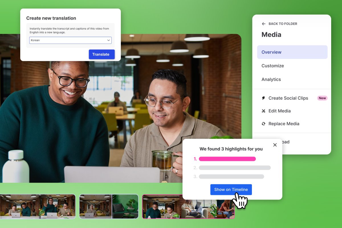 Graphic of AI social clips in Wistia