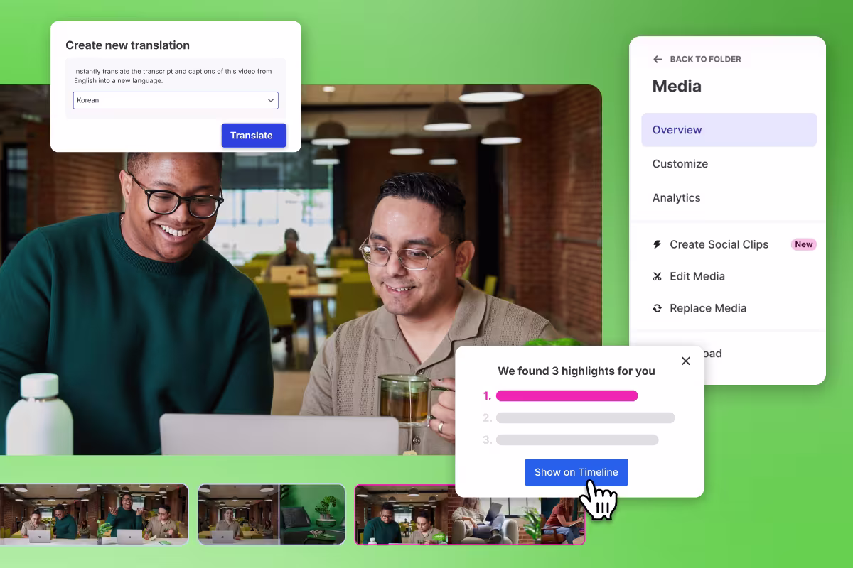 Graphic of AI social clips in Wistia