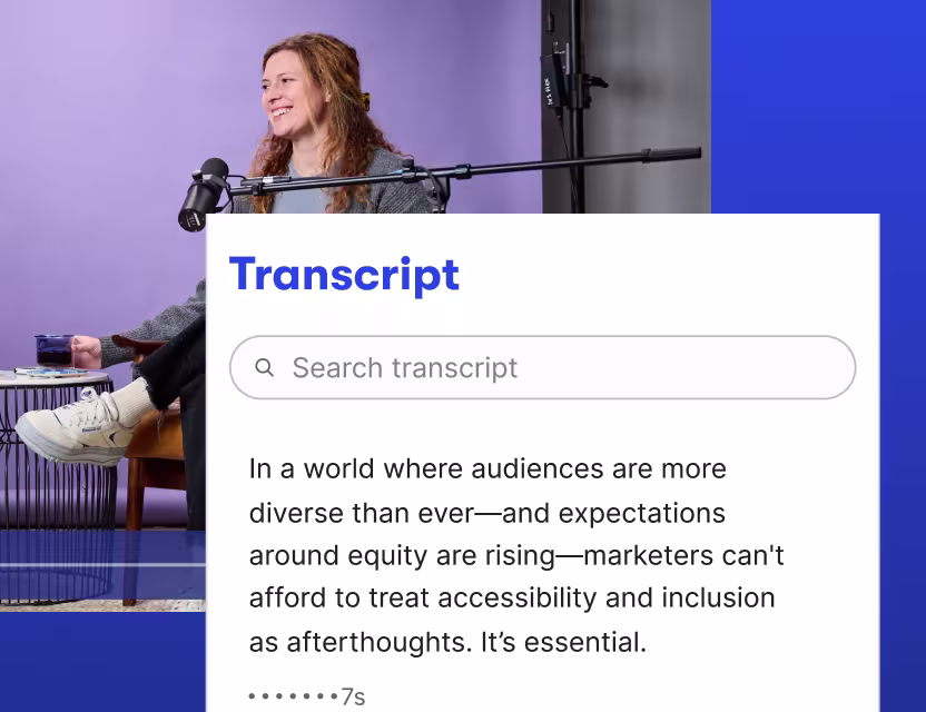 Transcript UI with search and transcript text