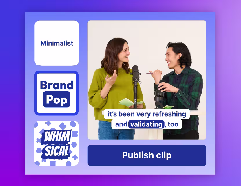 Stylized burnt-in captions UI for social clips