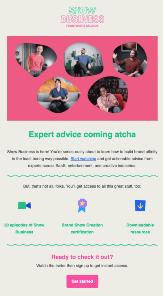Show business announcement email