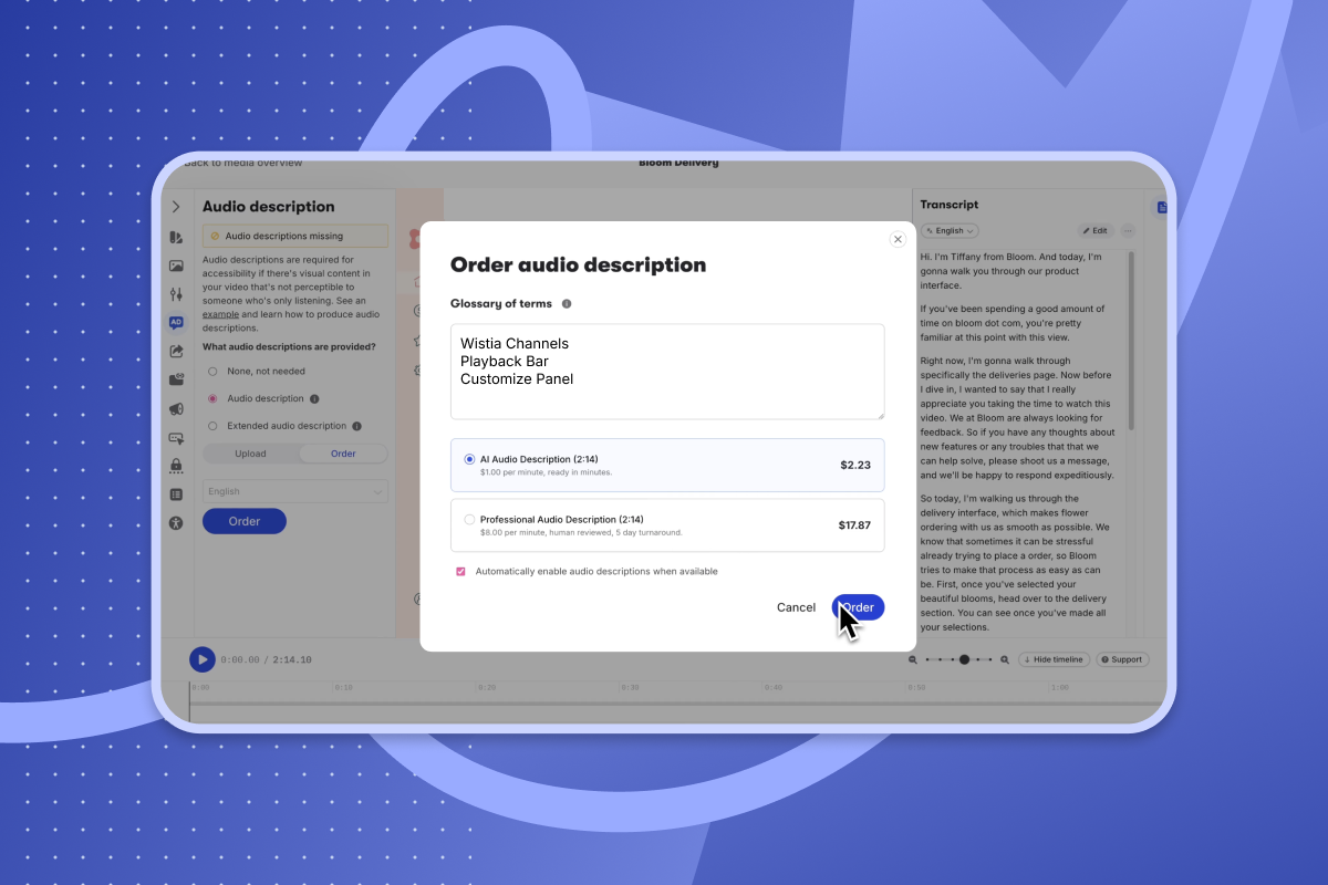 Order audio descriptions