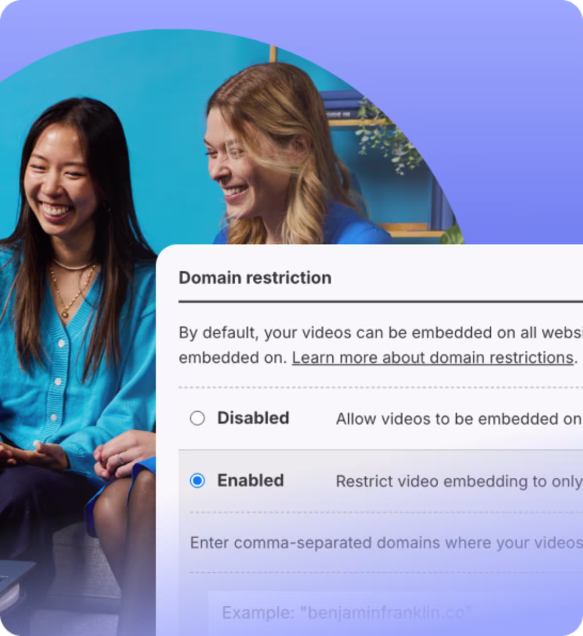 Private video sharing and embed controls