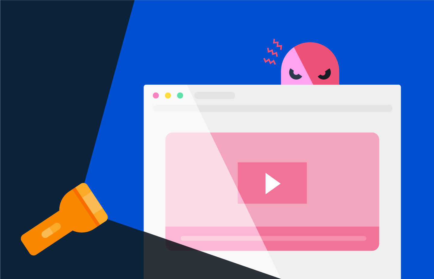 Illustration of computer with a suspicious lurking character behind it