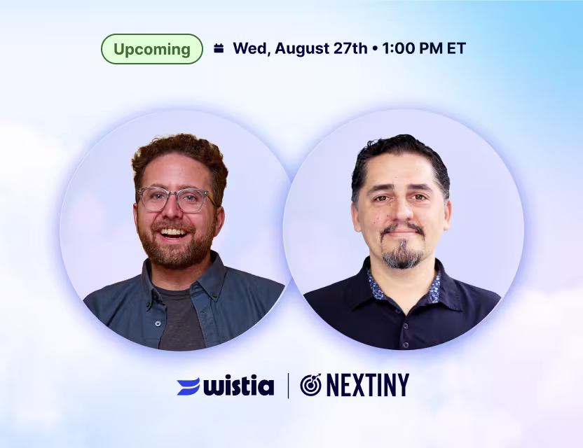 Two men's headshots with the Wistia and Nextiny logos