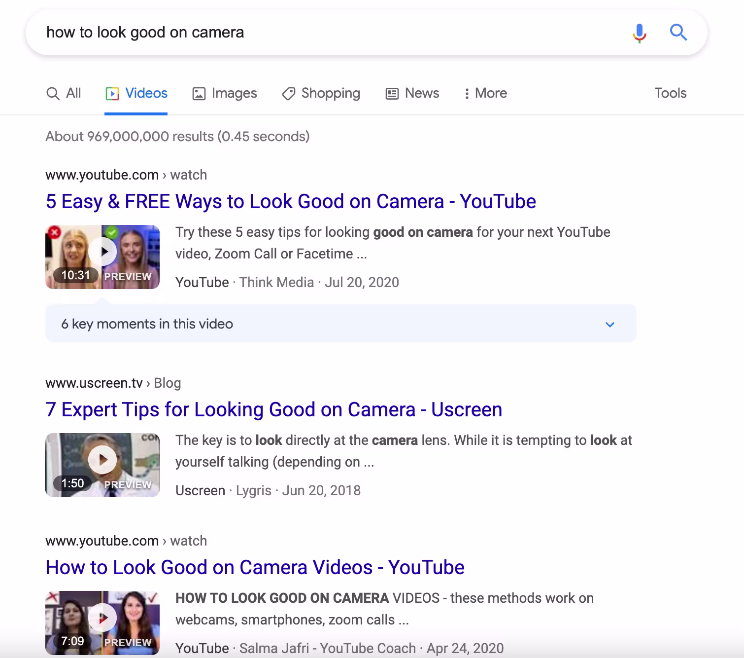 Google video tab example