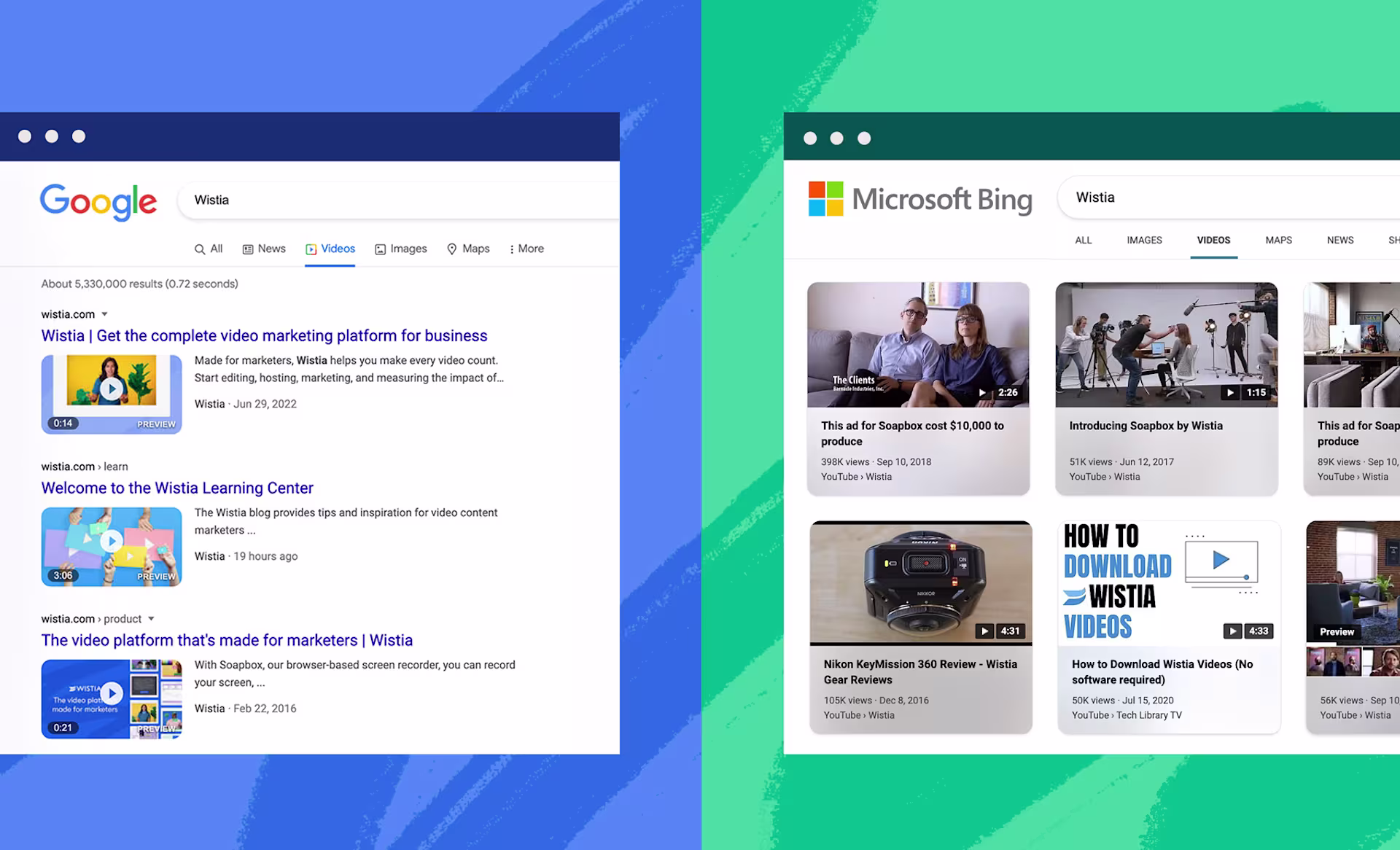 Bing vs Google Video Search Engine Index and Rank