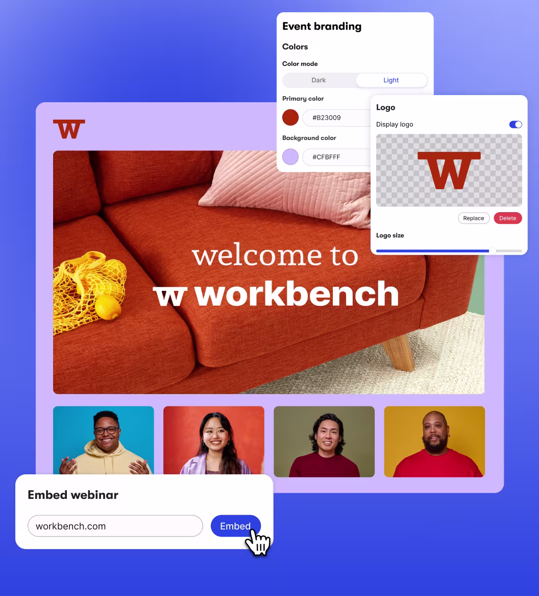 A branded webinar using video software to give a presentation.