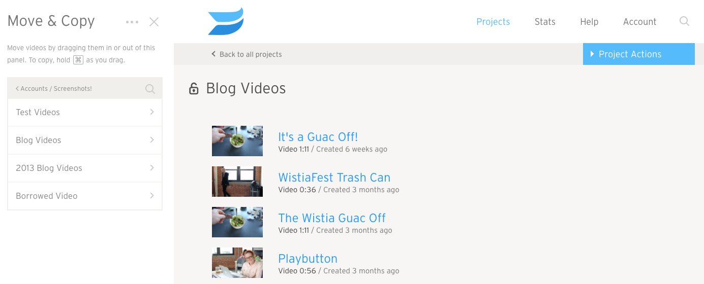 screenshot of Move & Copy sidebar menu