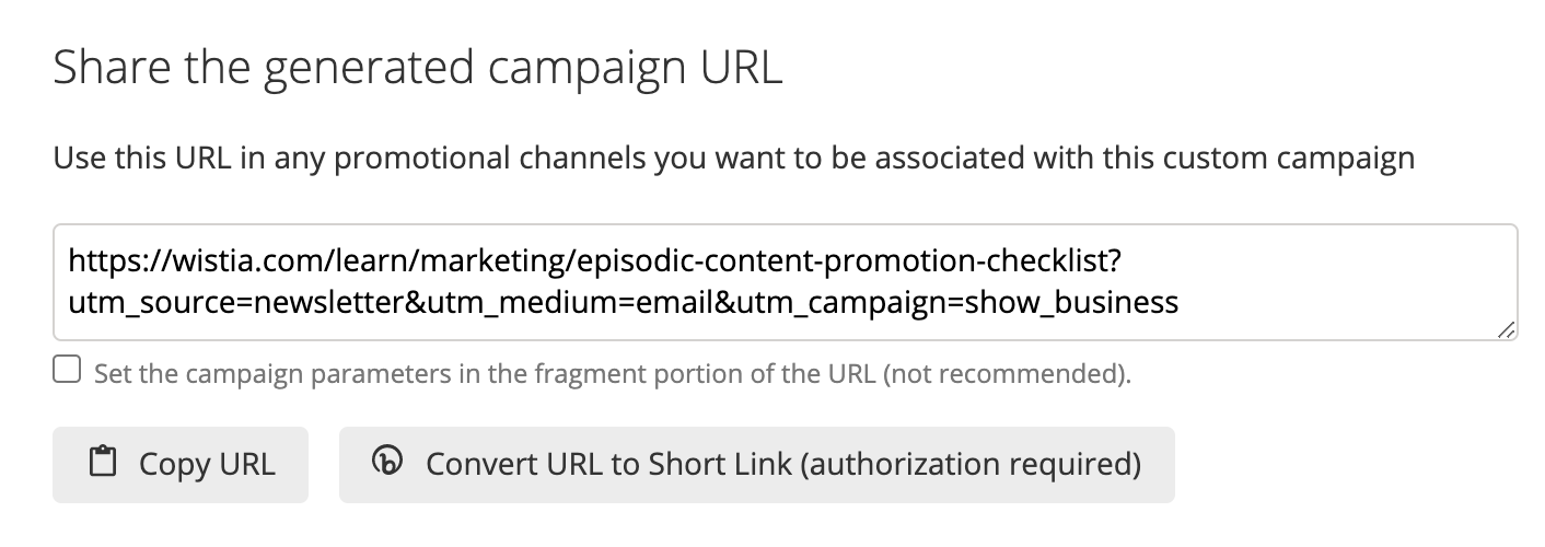 Campaign URL example show business