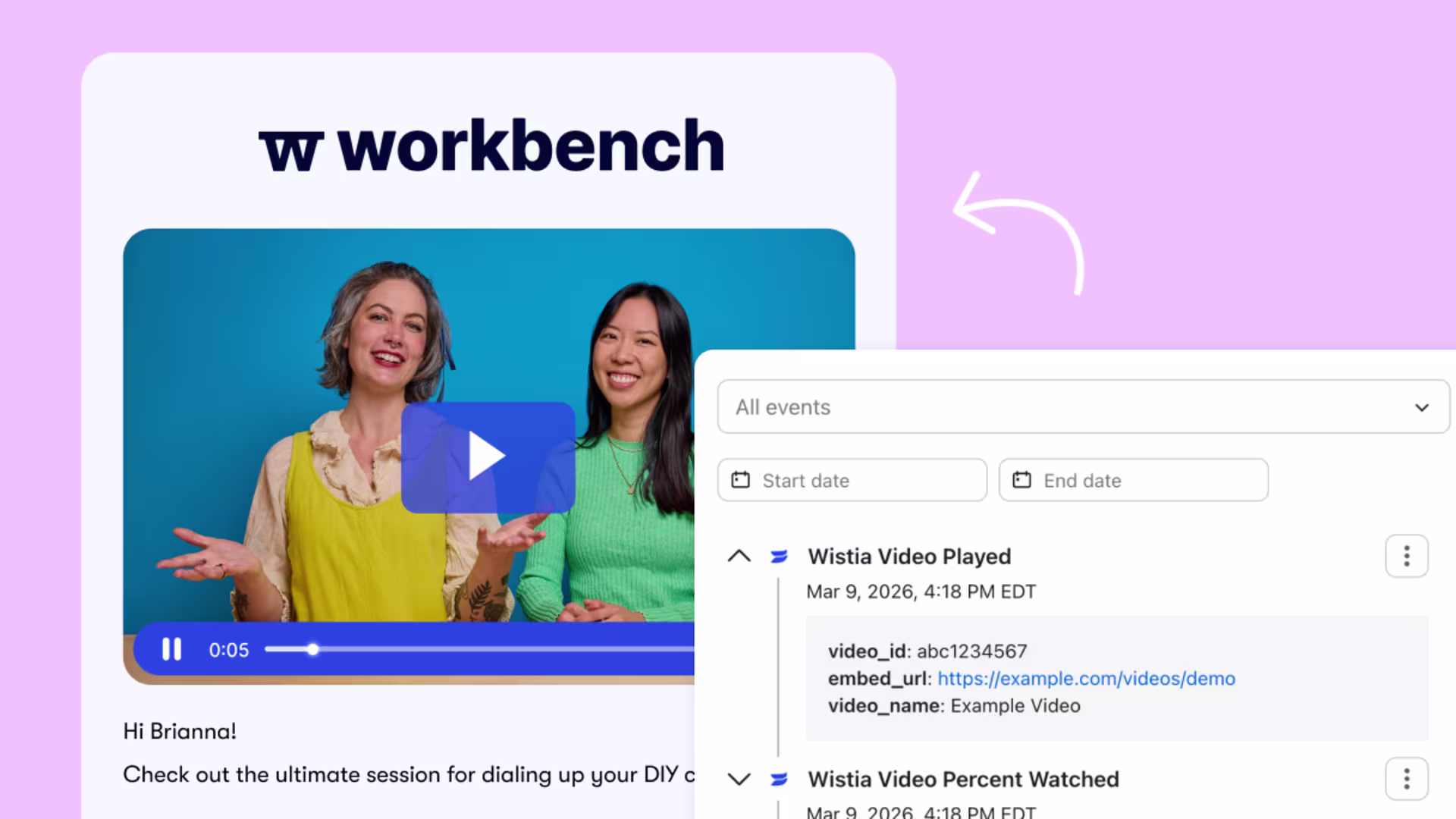 Klaviyo interface showing Wistia-synced lead in targeted email list.