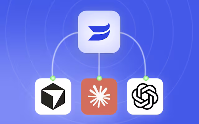 Blue gradient graphic with the Wistia logo connected by lines to the Cursor, Claude, and ChatGPT logos.
