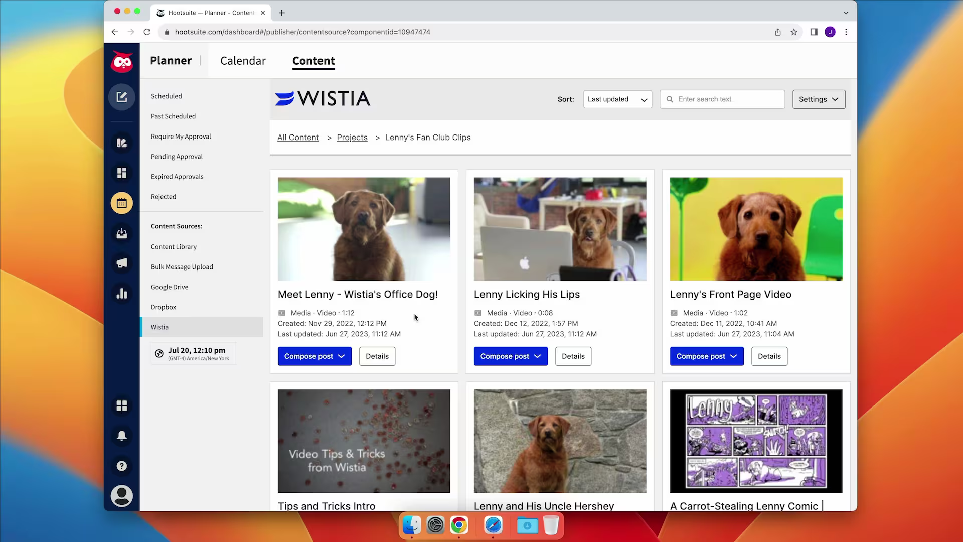 Wistia Hootsuite Integration All Content View Videos
