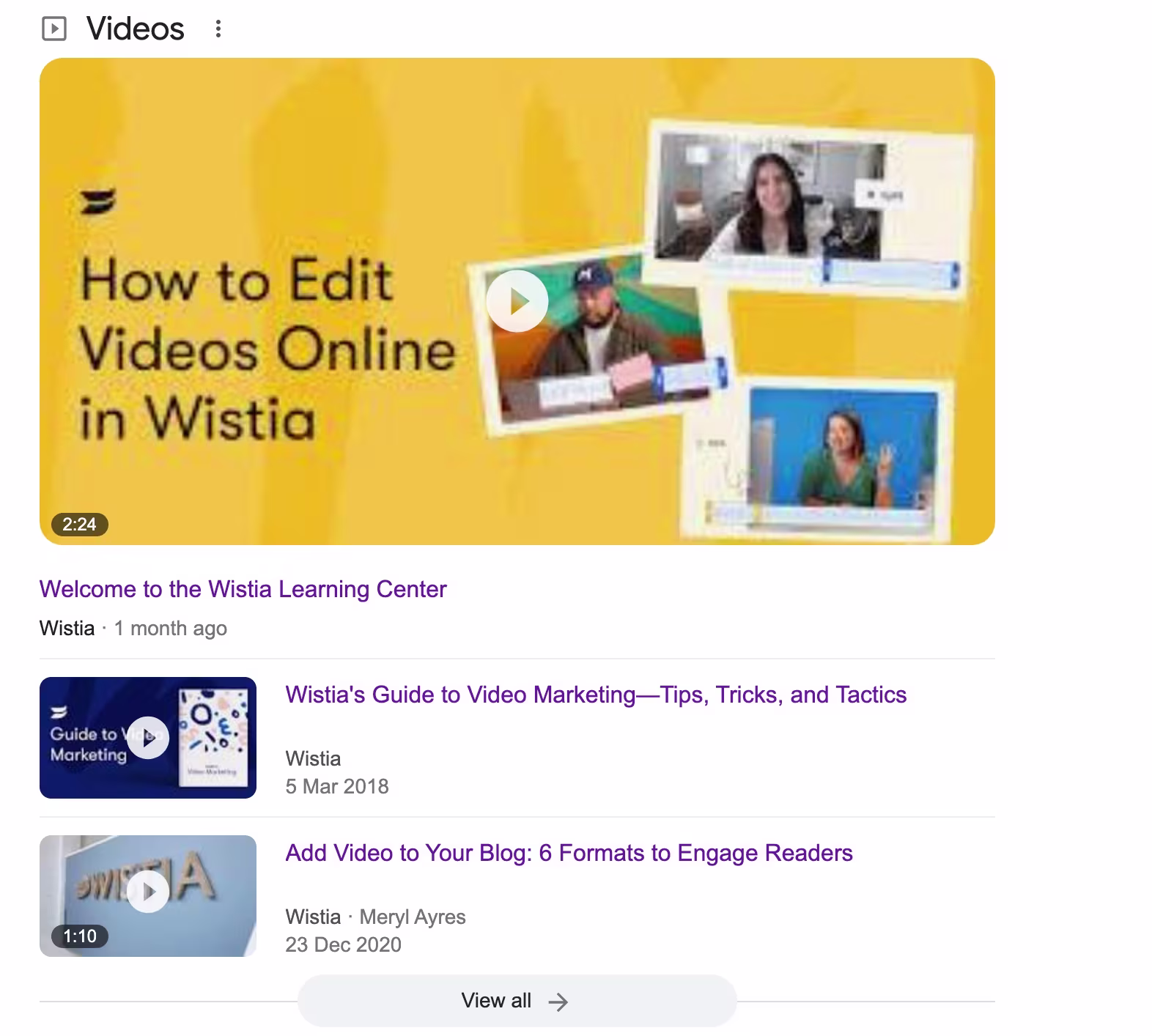 Video SEO featured video results