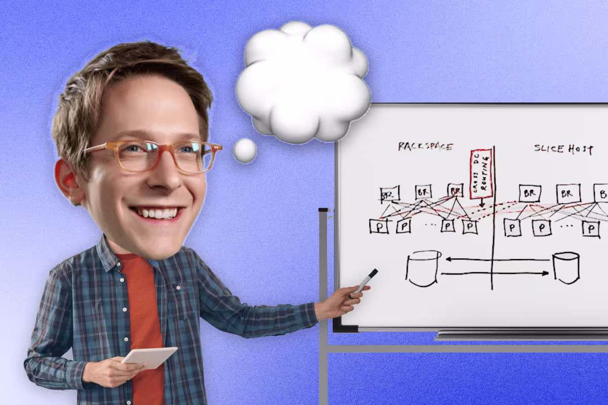 Brendan Schwartz pointing at a whiteboard
